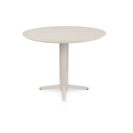 Henders en Hazel Bartafel rond 120 cm. - hpl primo laminato blad - centrale teenpoot crème Travertin