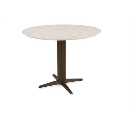 Henders en Hazel Bartafel rond 120 cm. - hpl primo laminato blad - centrale teenpoot steelbrown Travertin