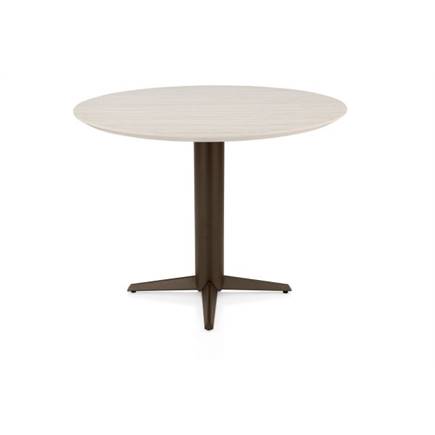 Henders en Hazel Bartafel rond 120 cm. - hpl primo laminato blad - centrale teenpoot steelbrown Travertin