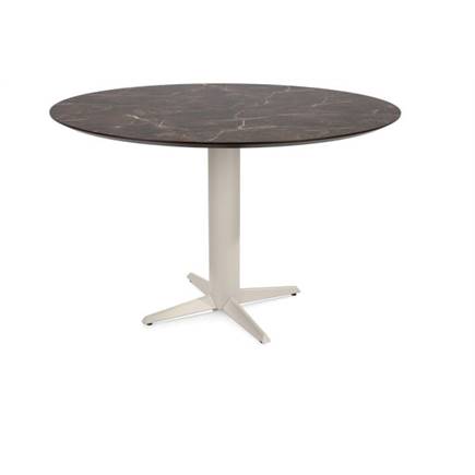 Henders en Hazel Bartafel rond 150 cm. - hpl primo laminato blad - centrale teenpoot crème Marble Brown