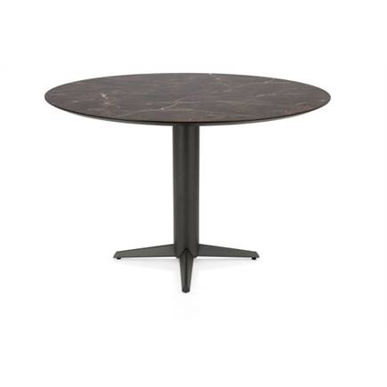 Henders en Hazel Bartafel rond 150 cm. - hpl primo laminato blad - centrale teenpoot graphiet Marble Brown