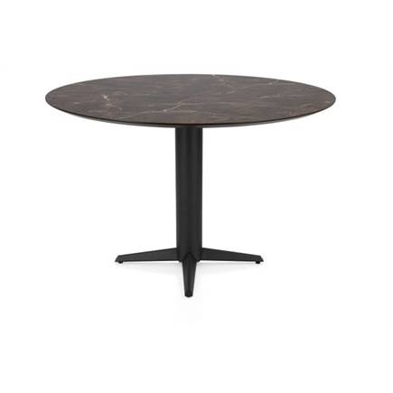 Henders en Hazel Bartafel rond 150 cm. - hpl primo laminato blad - centrale teenpoot rough off black Marble Brown