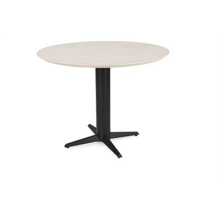 Henders en Hazel Bartafel rond 150 cm. - hpl primo laminato blad - centrale teenpoot rough off black Travertin