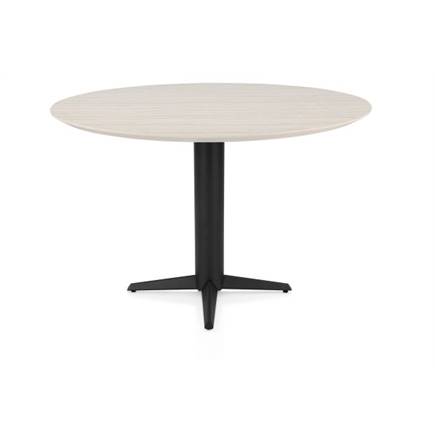 Henders en Hazel Bartafel rond 150 cm. - hpl primo laminato blad - centrale teenpoot rough off black Travertin