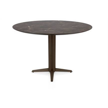 Henders en Hazel Bartafel rond 150 cm. - hpl primo laminato blad - centrale teenpoot steelbrown Marble Brown