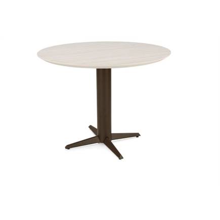 Henders en Hazel Bartafel rond 150 cm. - hpl primo laminato blad - centrale teenpoot steelbrown Travertin