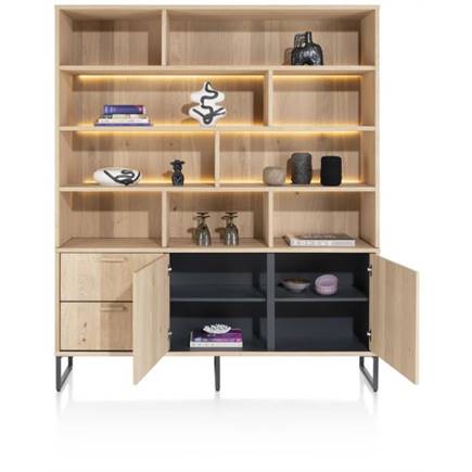Henders en Hazel buffet 181 cm - 2-deuren + 2-laden + 9-niches (+ LED)
