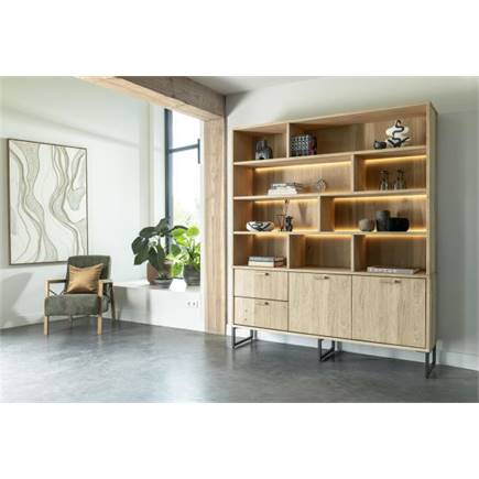 Henders en Hazel buffet 181 cm - 2-deuren + 2-laden + 9-niches (+ LED)