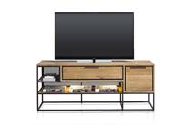 Henders en Hazel lowboard 150 cm - 1-deur + 1-lade + 2-niches (+ LED) Railway Brown tv meubel