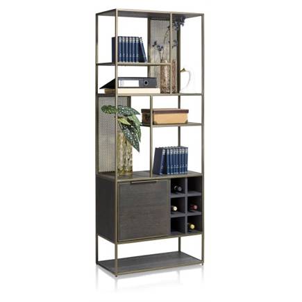 Henders en Hazel boekenkast 70 cm - 1-deur + 6-niches + 6-wijnrekken
