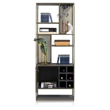 Henders en Hazel boekenkast 70 cm - 1-deur + 6-niches + 6-wijnrekken
