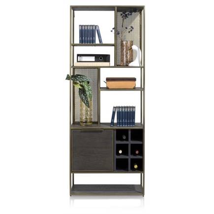 Henders en Hazel boekenkast 70 cm - 1-deur + 6-niches + 6-wijnrekken