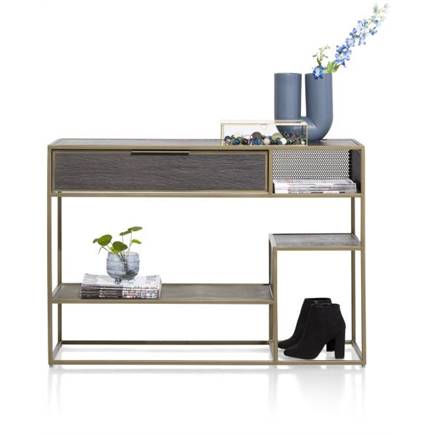 Henders en Hazel wandtafel 110 x 35 cm - 1-lade + 2-niches Castle Antraciet