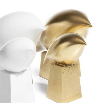 Henders en Hazel Birdy beeld H20cm Wit