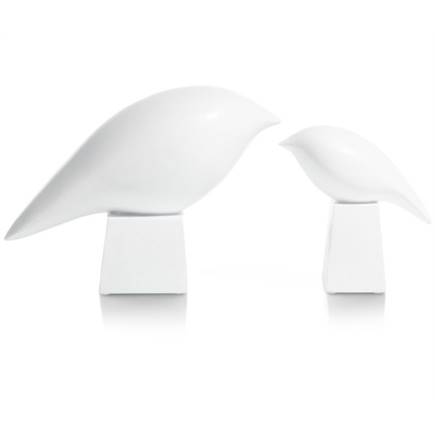 Henders en Hazel Birdy beeld H20cm Wit