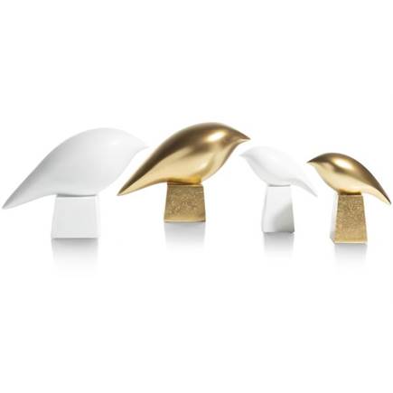 Henders en Hazel Birdy beeld H20cm Wit