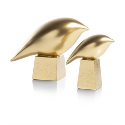Henders en Hazel Birdy beeld H16cm Goud