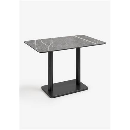 Henders en Hazel Brest bistrotafel marble light grey 120x75cm Zwart