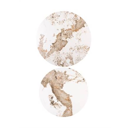 Henders en Hazel set, rond 80 cm en rond 60 cm, keramiek Pandorra white