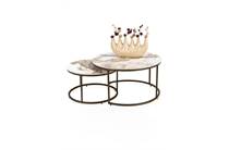 Henders en Hazel set, rond 80 cm en rond 60 cm, keramiek Pandorra white salontafel