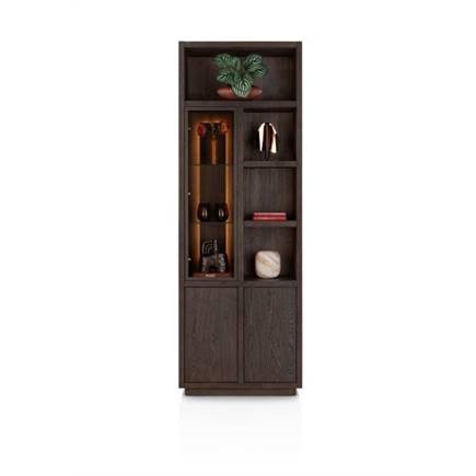 Henders en Hazel smal 75 cm - 1-glasdeur + 2-deuren + 4-niches (+ LED)