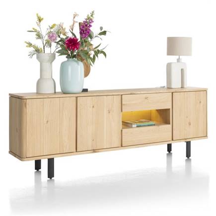 Henders en Hazel dressoir 230 cm - 3-deuren + 2-laden + 1-niche (+ LED)