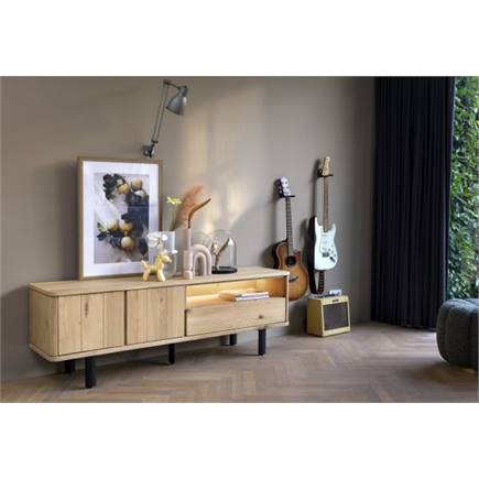 Henders en Hazel lowboard 210 cm - 2-deuren + 1-lade + 1-niche (+ LED)