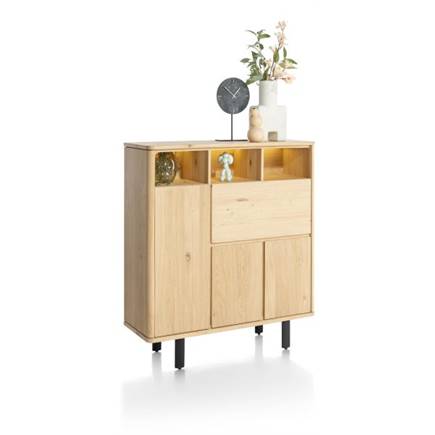 Henders en Hazel 125 cm - 3-deuren + 1-klep + 3-niches (+ LED)