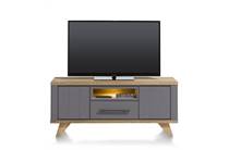 Henders en Hazel lowboard 140 cm - 1-lade + 1-niche + 2-kleppen (+ LED) Antraciet tv meubel