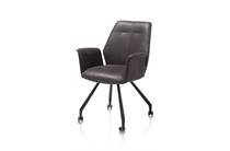 Henders en Hazel JOHN eetkamer fauteuil zwart frame + wielen - stof Secillia Antraciet