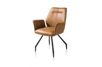 Henders en Hazel JOHN eetkamer fauteuil zwart frame + pootjes - stof Secillia Cognac