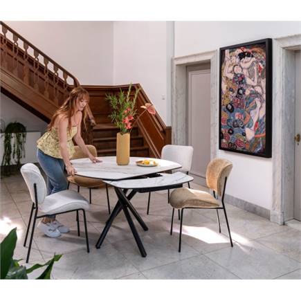 Henders en Hazel 4-pootjes - rough off black - stof Vada Beige