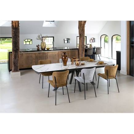 Henders en Hazel 4-pootjes - rough off black - stof Vada Salie Groen