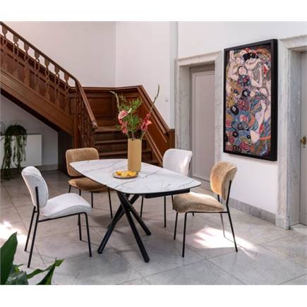 Henders en Hazel 4-pootjes - rough off black - stof Vada Salie Groen