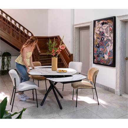 Henders en Hazel 4-pootjes - rough off black - stof Vada Salie Groen