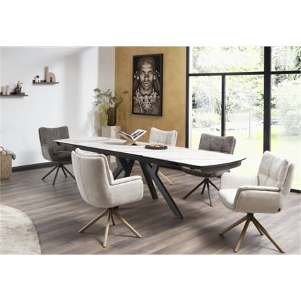 Henders en Hazel grafiet frame met relaxsysteem - draaibaar - stof Livigno Bruin