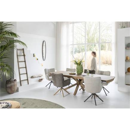 Henders en Hazel grafiet frame met relaxsysteem - draaibaar - stof Livigno Creme