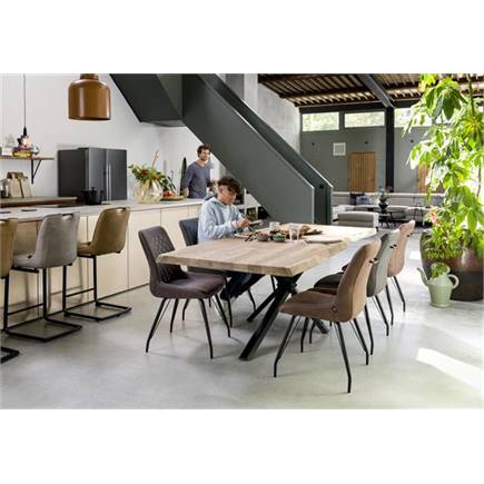 Henders en Hazel zwart frame 4-poots + greep - stof Rocky Off Black