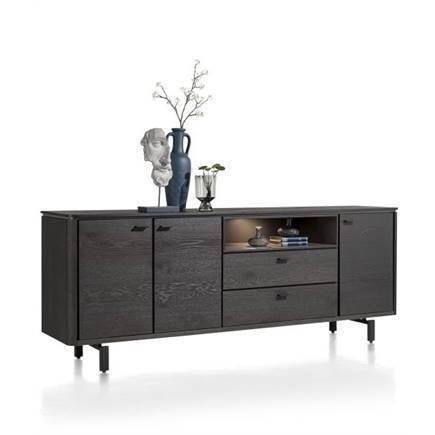 Henders en Hazel 210 cm - 3-deuren + 2-laden + 1-niche Onyx