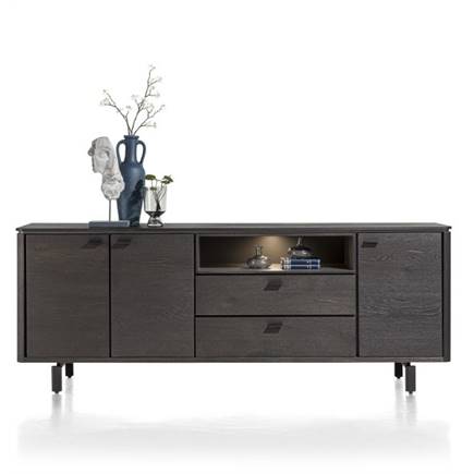 Henders en Hazel 210 cm - 3-deuren + 2-laden + 1-niche Onyx