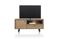 Henders en Hazel LIVADA tv meubel lowboard 140 cm - 1-deur + 1-klep + 1-niche Railway Brown Lak