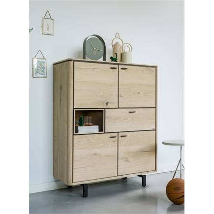 Henders en Hazel 115 cm - 4-deuren + 1-lade + 1-niche Natural