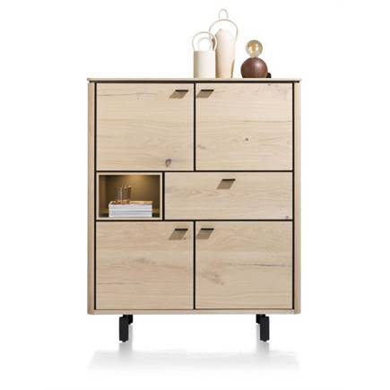 Henders en Hazel 115 cm - 4-deuren + 1-lade + 1-niche Natural