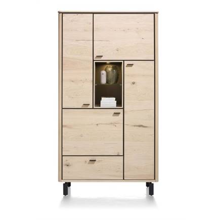 Henders en Hazel 110 cm - 4-deuren + 1-lade + 2-niches Natural