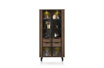Henders en Hazel LIVADA bergkast vitrine 100 cm. - 2-glasdeuren + 2-laden Choco Brown