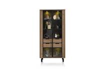 Henders en Hazel LIVADA bergkast vitrine 100 cm. - 2-glasdeuren + 2-laden Railway Brown Lak
