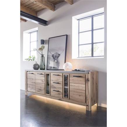 Henders en Hazel 220 cm - 2-deuren + 2-laden + 2-niches (+ LED-SPOT) - Plumb + Betontop