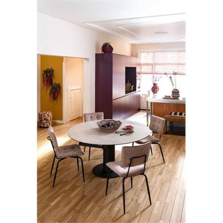 Henders en Hazel eetkamerstoel - off black - stof Karese Camel