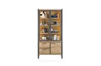 Henders en Hazel METALO bergkast vitrine 2-glasdeuren + 1-deur + 2-laden (+ LED)