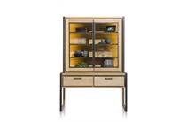 Henders en Hazel METALO bergkast buffetkast 140 cm - 2-glasdeuren (+ LED) + 2-laden